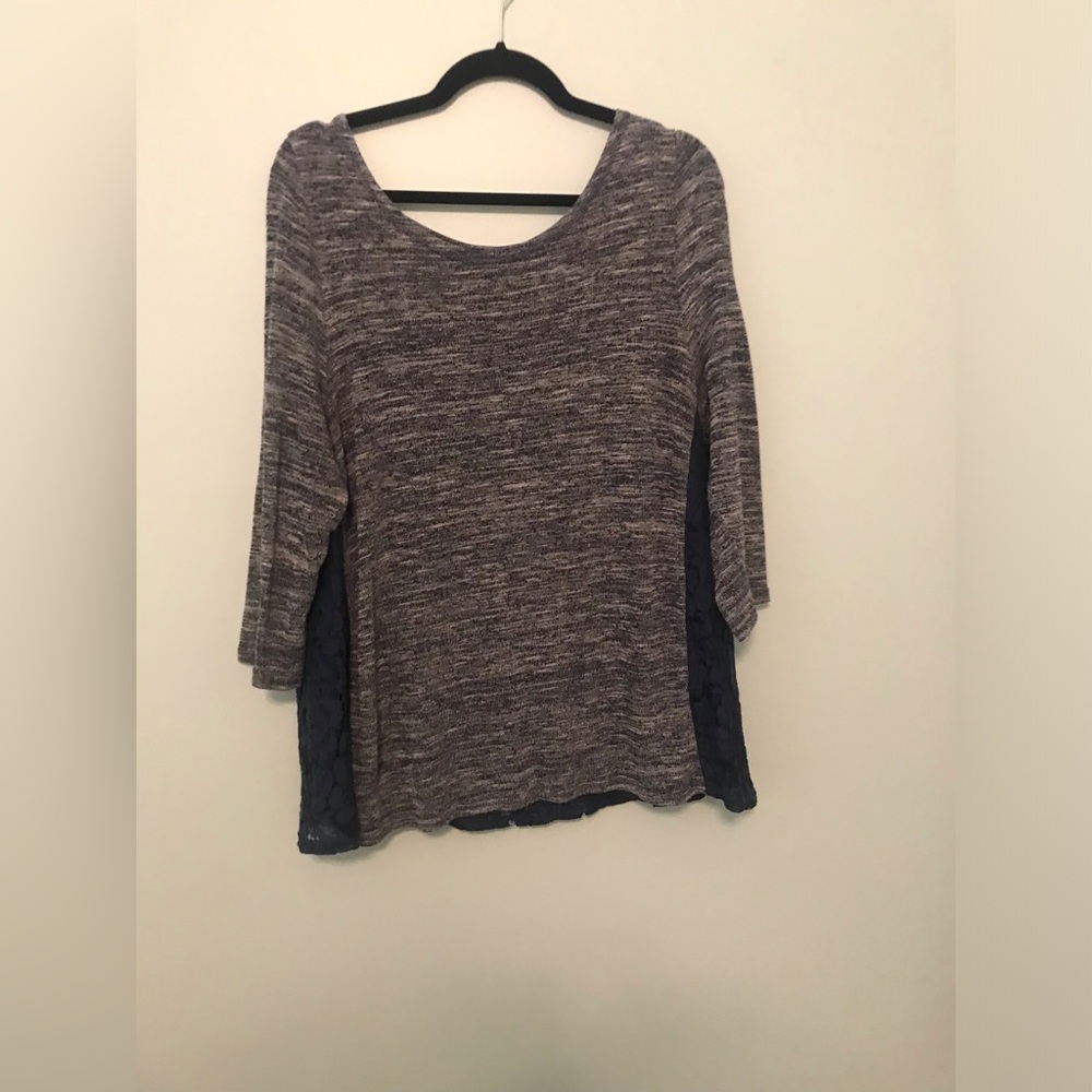 New Direction Blue with Lace Blouse